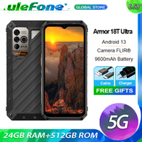 Ulefone Power Armor 18T Ultra 5G,24 Гб + 512 Гб,NFC,c тепловизионной камерой FLIR®,9600 мАч, 66 Вт,Android 13,глобальная версия