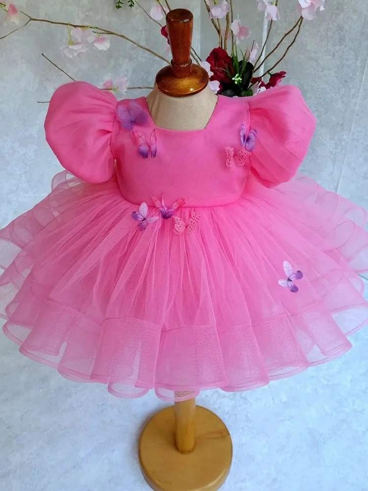 Luxurious and Elegant Flower Girl Princess Dress Mesh Formal Christmas Fluffy Dress Lolita Butterfly Girl Birthday Party Dress