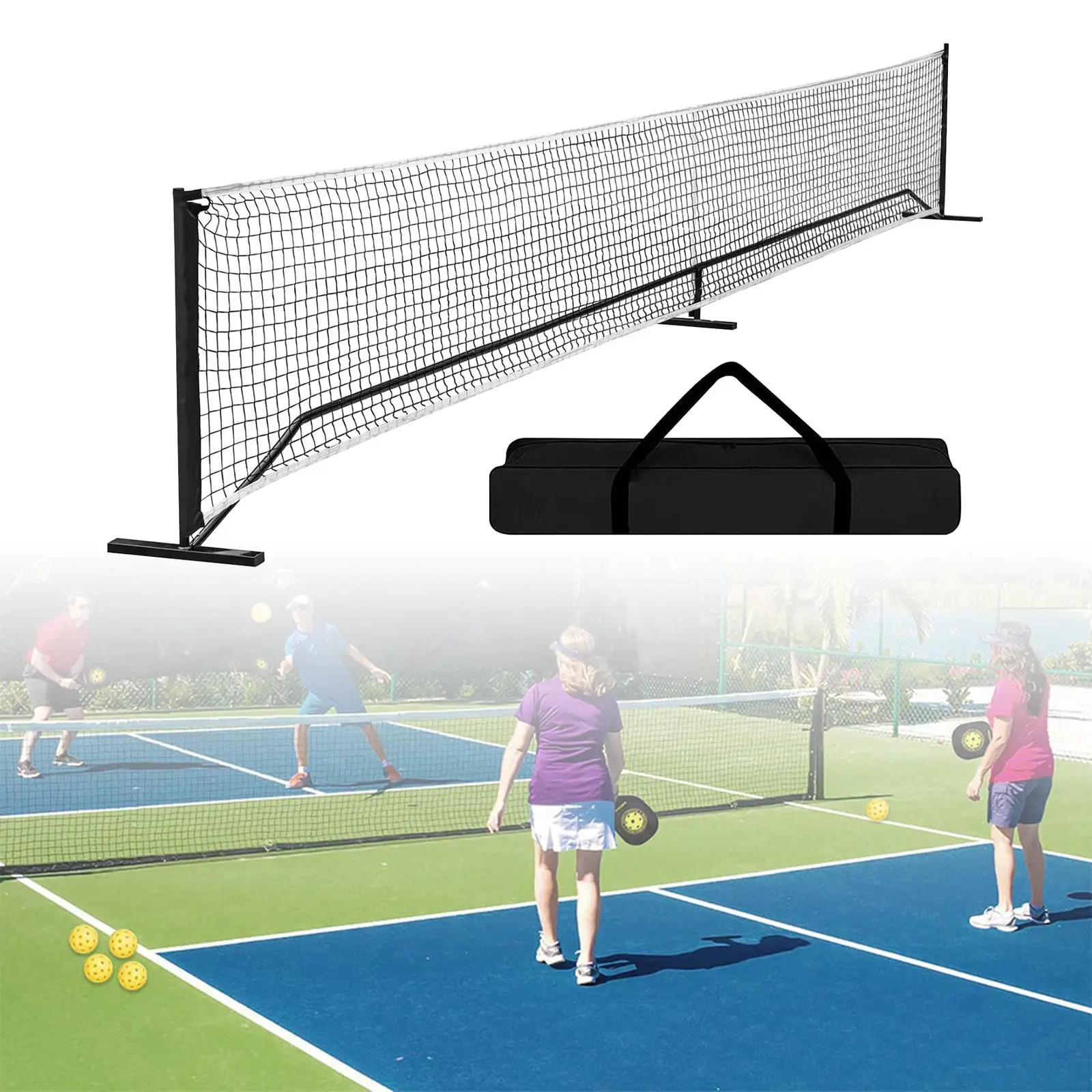 Rete da pickleball portatile Rete sportiva da 22 piedi con custodia Rete da badminton Rete da pickle per allenamento per feste di tennis da gioco