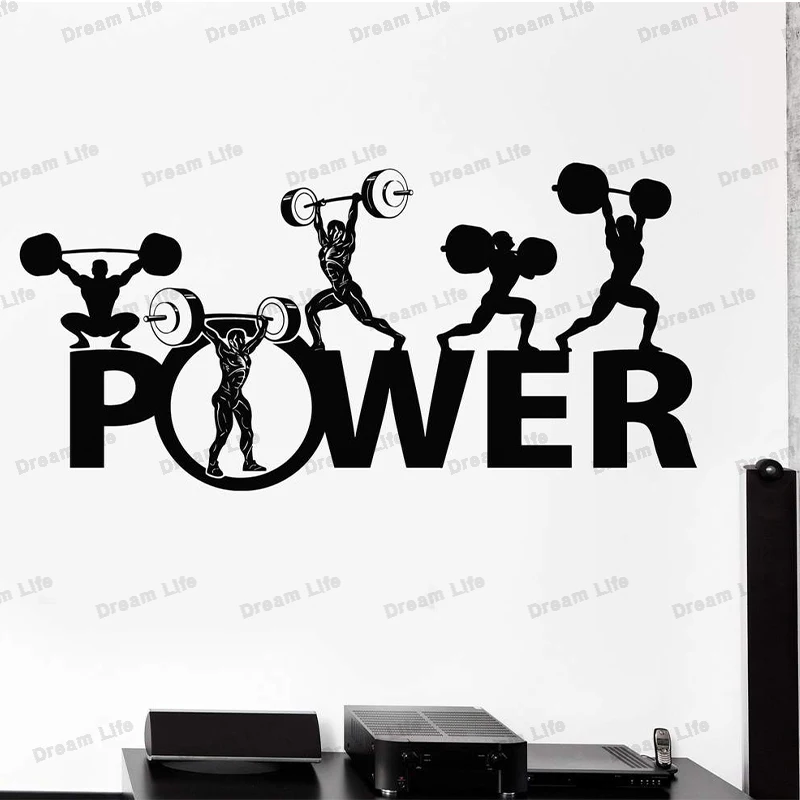 

Power Wall Stickers for Gym Wall Decoration Weightlifting Vinyl Stickers For Living Rooms Removable Wall Decal Wallpaper