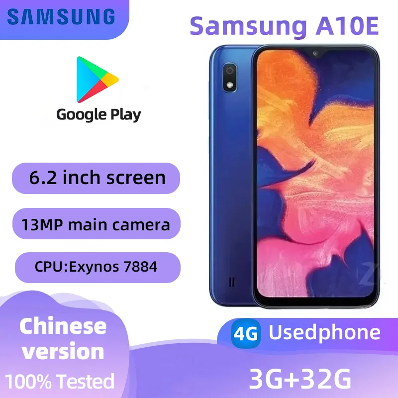 Samsung A10E 4g SmartPhone Exynos 7884 6.2 inch Super AMOLED Screen 3400mAh 13MP+8MP Camera Google System Used Phone