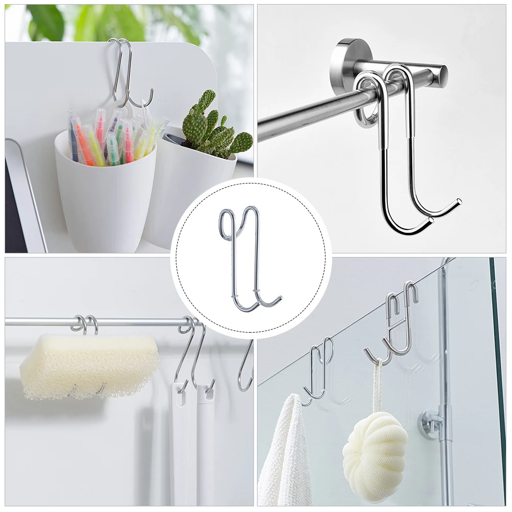 

Stainless Steel Hooks Durable Bathroom Towel Door Back Hanger For Clothes Hats Umbrellas Space Saving Heavy Duty Kitchen