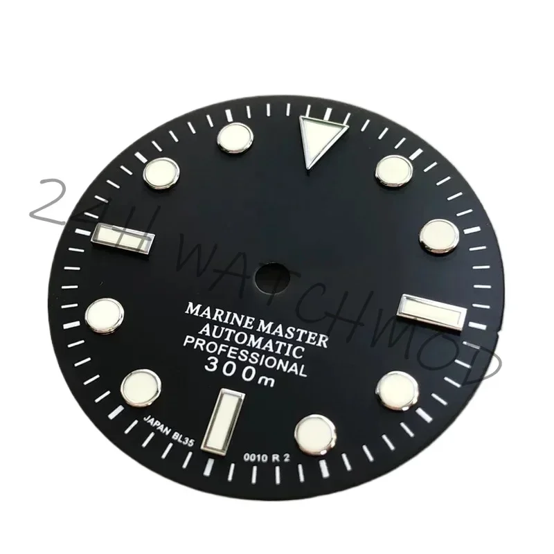 S-Watch Dial Face Insert Parts for Watch NH35 dial Automatic Mechanical Movement for Watch Green lume marine master