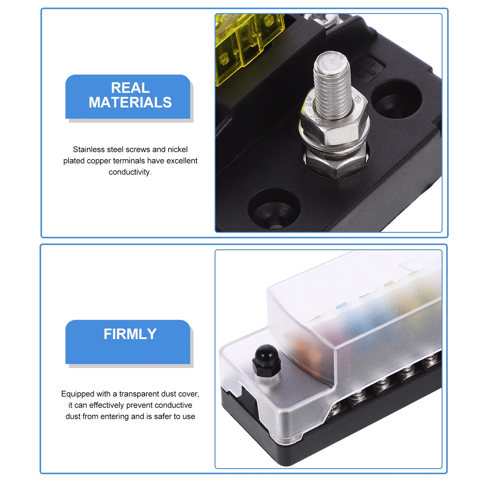

1 set 6 Fuse Box Automotive Marine Fused Distribution Block Terminal Block Fused Distribution Panel Boat Electrical System