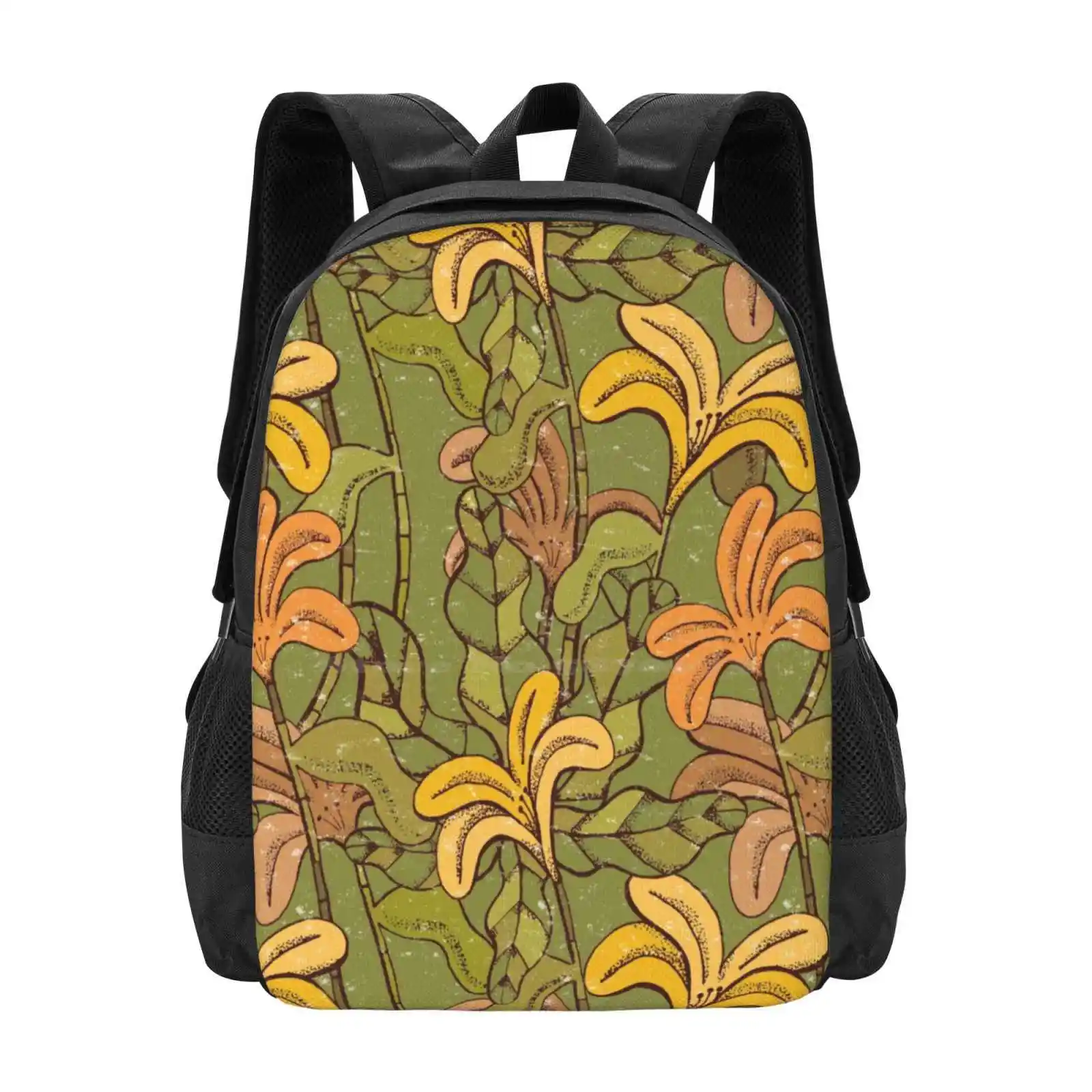 Tropics Pattern Design Bag Student'S Backpack Tropical Plant Spring Autumn Hand Painting Beautiful Cartoon Color Decorative