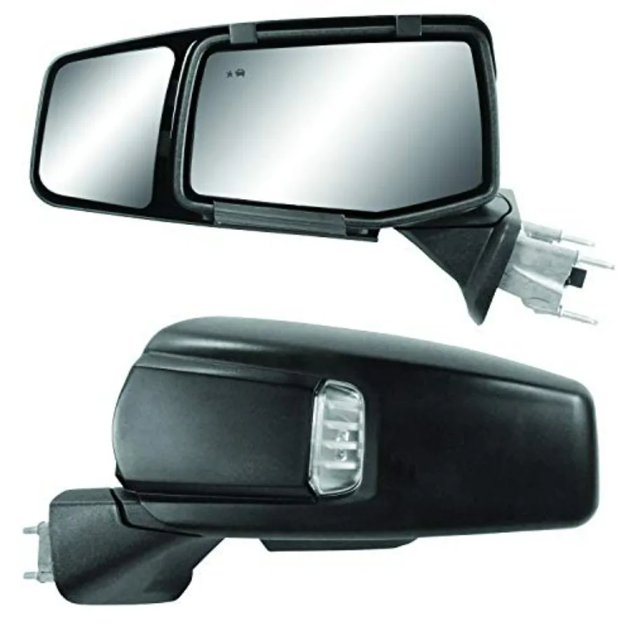 

K SOURCE Snap Zap Custom Fit Towing Mirror for 2019-2024 Silverado 1500 Sierra 1500 Patented Steel Black Enhanced Visibility