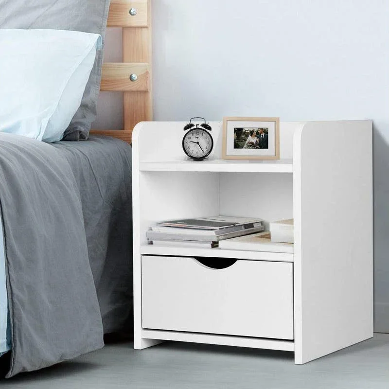 

One Drawer Modern Farmhouse Nightstand Wooden Bedside Table with Storage for Bedroom Living Room Panel Wood Style