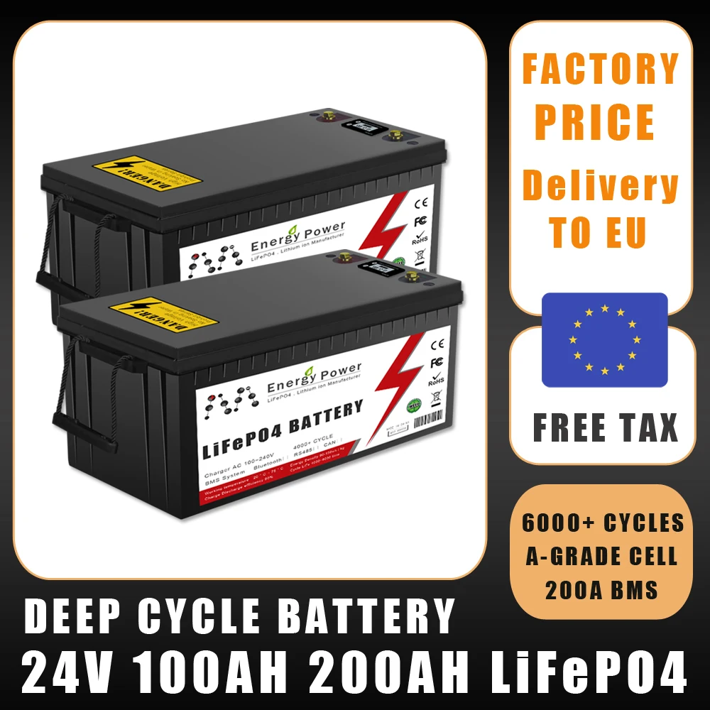 24 V 200 Ah LiFePO4-Batterie 6000 Zyklen 8 S 25,6 V Lithium-Eisenphosphat-Batterien für