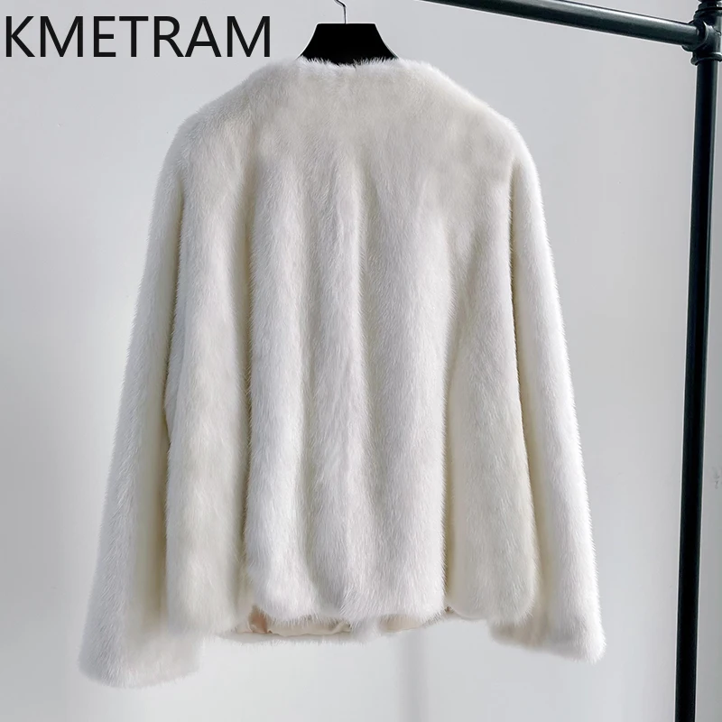 Natural Purple Label Mink Fur Coat Woman High Quality Short White Fur Jacket Winter Clothes Women Jackets 2025 шуба женская