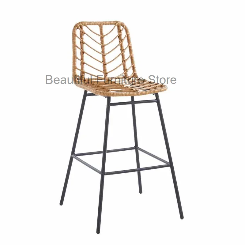 Esthetician Luxury Design Modern Minimalist High Office Bar Chair Dining Metal Computer Chair Rattan Sandalye Furniture XY50BC