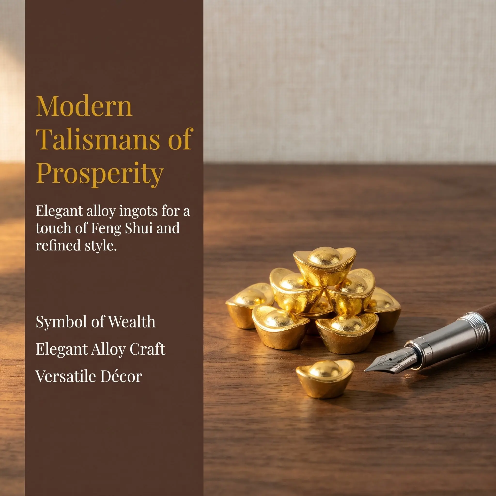 100Pcs Realistic Golden Tone Chinese Ingots Plastic Mini Yuan Bao Decorative Wealth Ornament Home Office Desk Prosperity