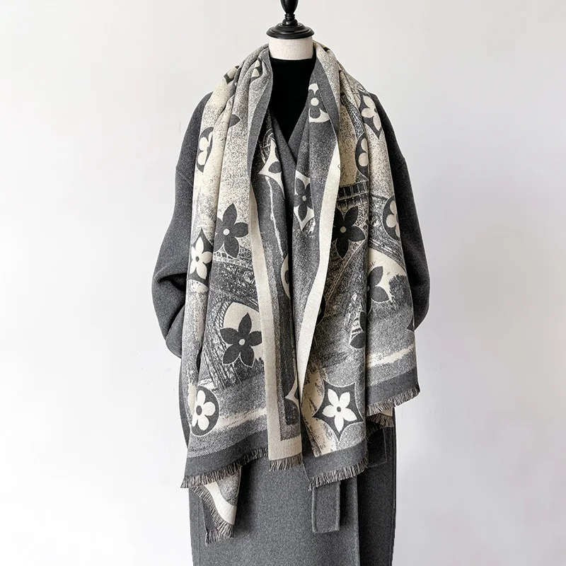 Sciarpa di cashmere Moda donna Scialle di Pashmina Avvolgere l'inverno 2024 Design Sciarpe calde per la testa Femal Poncho Fazzoletto da collo Echarpe Bandana