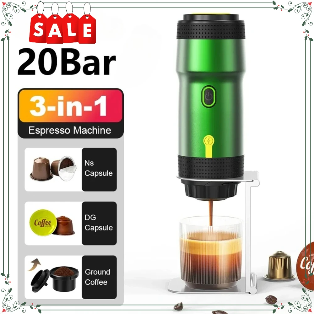 

Многофункциональная портативная электрическая кофемашина 3-в-1 для капсул и порошка, кофеварка для путешествий, итальянская эспрессо-машина для автомобиля и дома