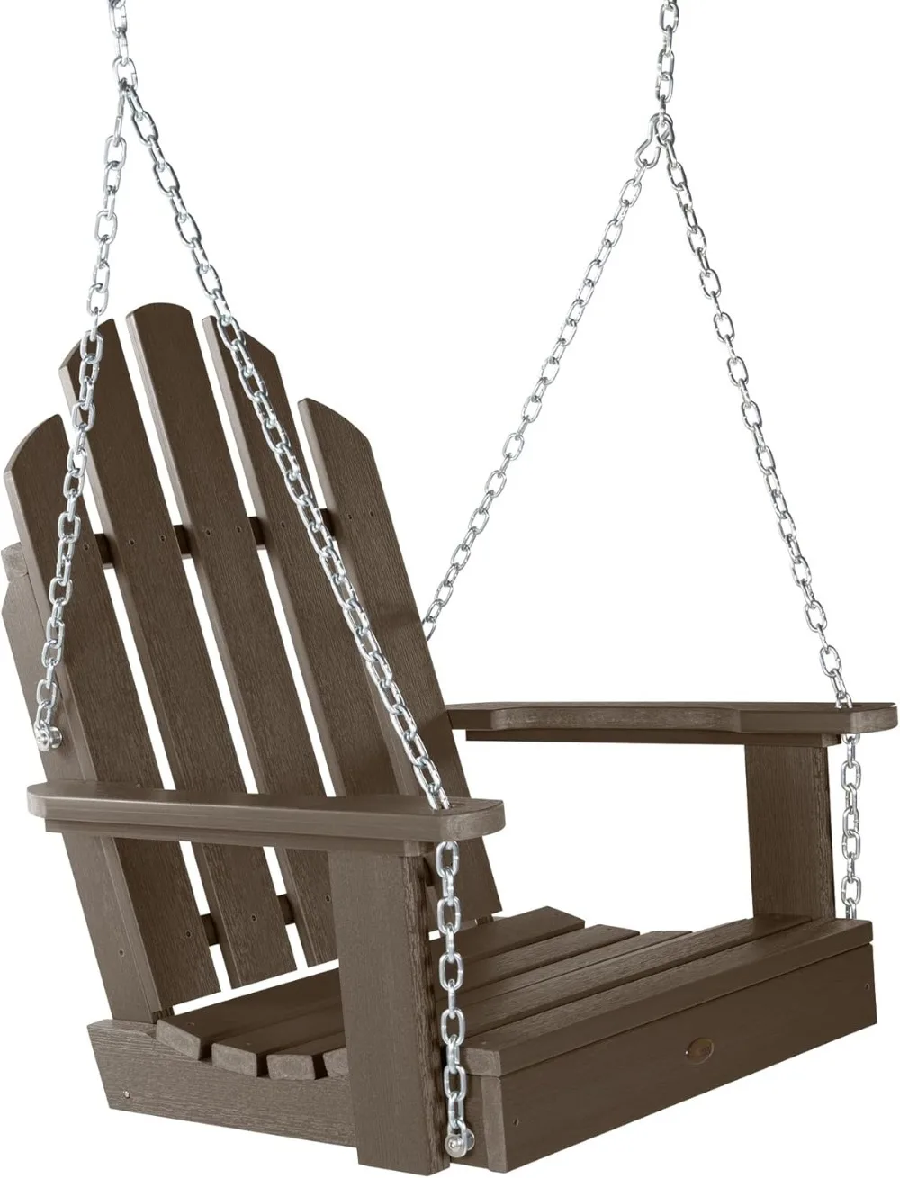 Classic Westport Adirondack Single Seat 1-Person Porch Swing, Weathered Acorn