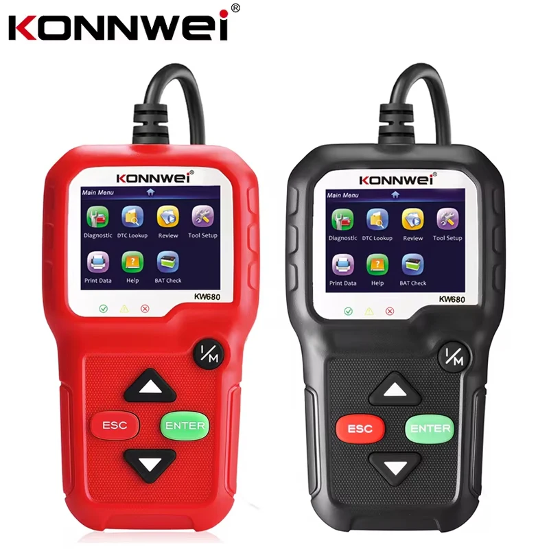 

KONNWEI KW680 OBD2 сканер считыватель кодов проверка системы освещения двигателя автомобильный диагностический инструмент автоматический сканер с русским PK ELM327