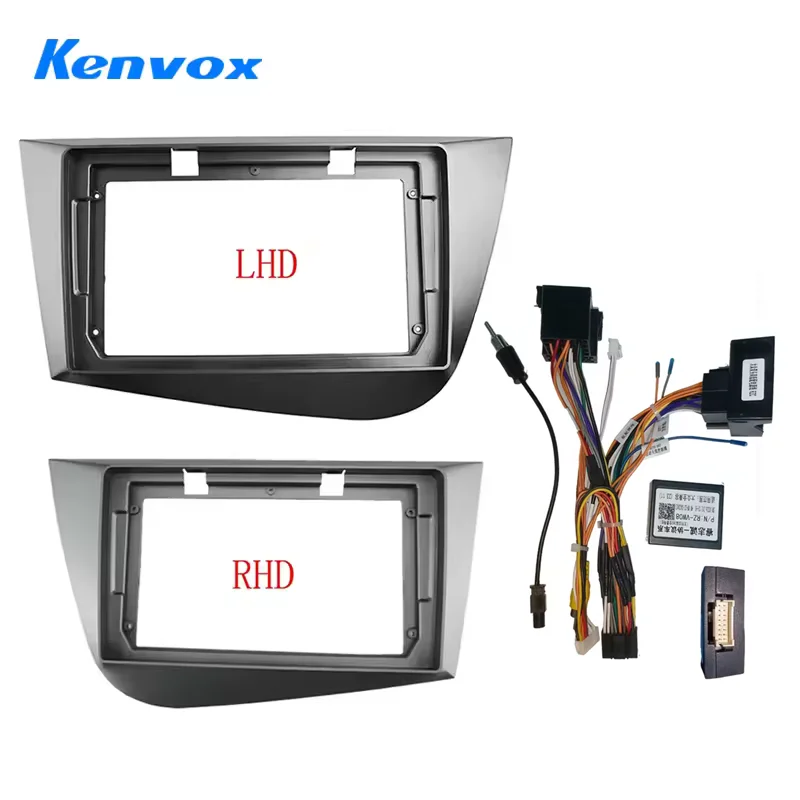 Kenvox Radio de coche estéreo Fascia marco 2Din para Seat Leon 2 MK2 2005 2012 Panel reproductor de DVD Cable adaptador Canbus Kit de Fascia de tablero