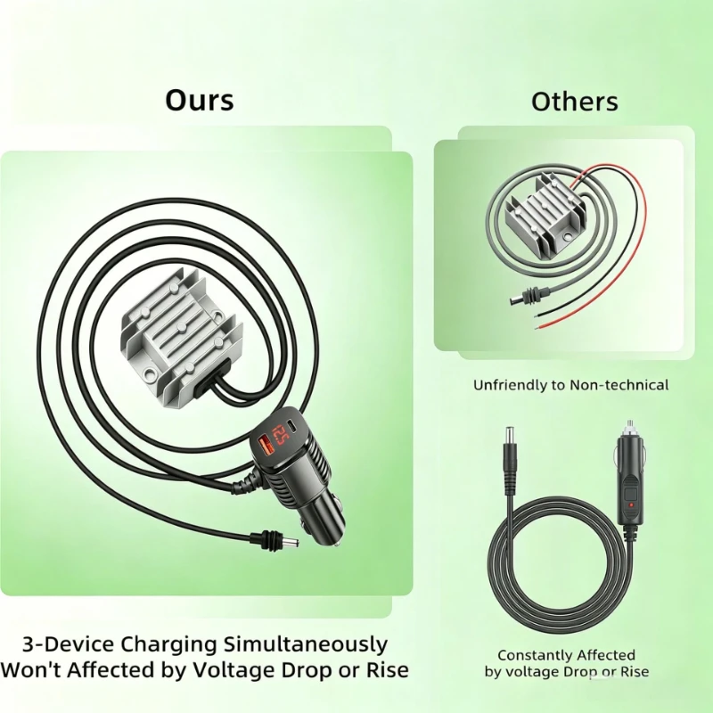 Starlink MINI Car Switch Boost and Digital Display Boost Cable + Cigarette Lighter Adapter DC Power Supply Fit for Cars, RVs
