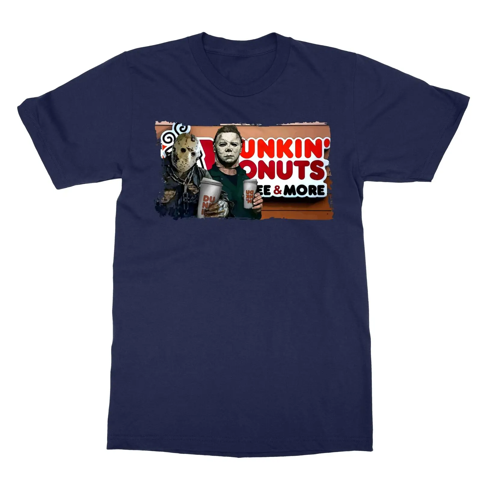 Camiseta divertida de Halloween para hombre, camiseta de Jason, Donuts de Dunkin