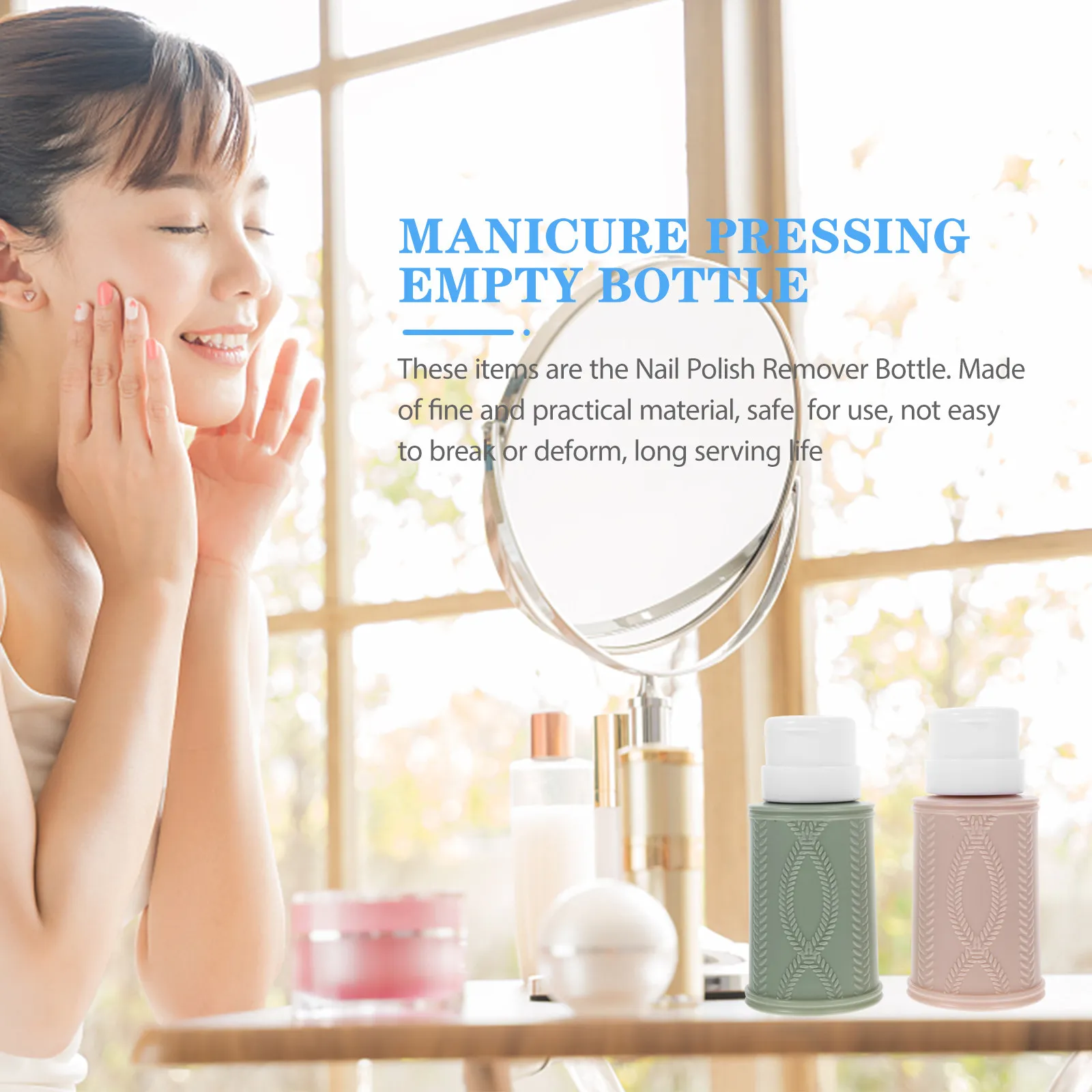 2Pcs Nail Polish Remover Bottles Refillable Pump Dispensers Leak Proof Travel Empty Containers Manicure Supplies Liquid Storage