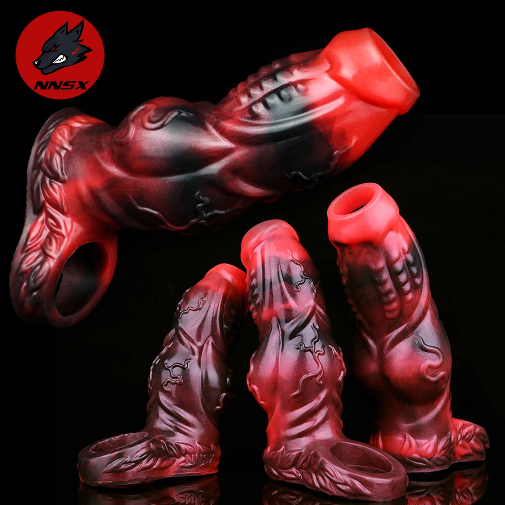 NNSX Animal Unicorn Dildo Sheath Penis Extender Sleeve Hollow Penis Cover Dick Enlargement Sex Toys For Men Adult 18