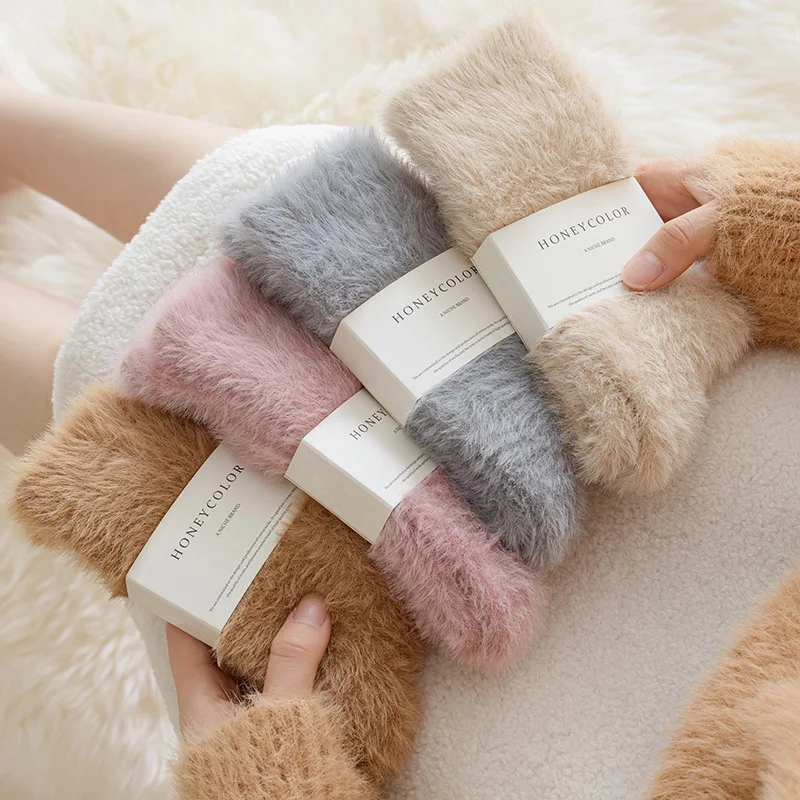 

5 пар норковых флисовых носков, женские зимние домашние носки для сна, теплые пушистые напольные послеродовые флисовые утолщенные носки