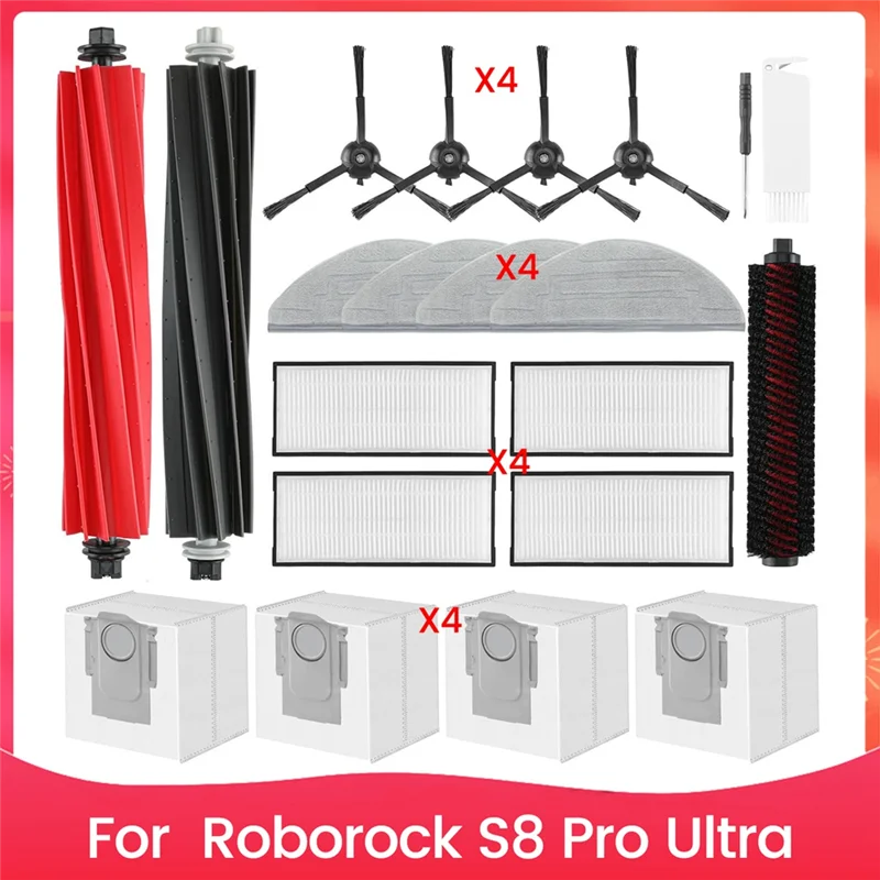 

ABRW-для Roborock S8 Pro Ultra робот-пылесос, основные вращающиеся боковые щетки, фильтры, тканевые подушечки для швабры, мешки для пыли, инструмент для чистки