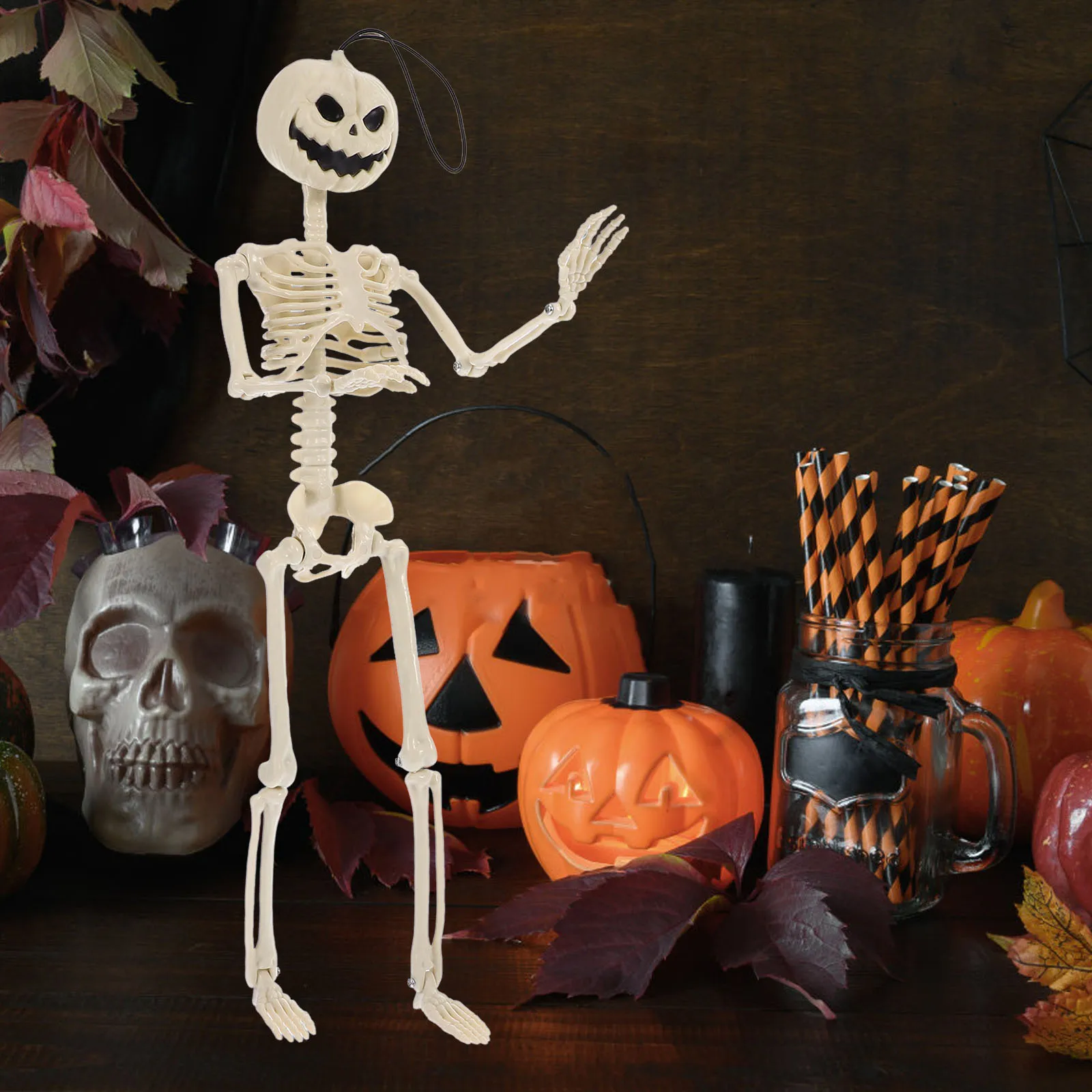 

Pumpkin Hanging Prop 40cm Plastic Movable Halloween Party Scary Props Indoor Decorations Atmosphere
