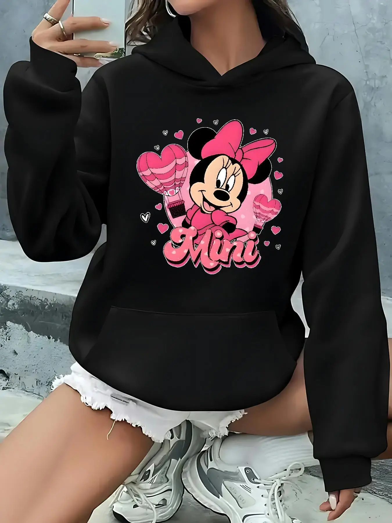 

Disney Mickey Mouse Hoodies Fashion Oversized Unisex Hoodies Sweatshirts Autumn and Winter Fleece Casual Versatile Streetwear