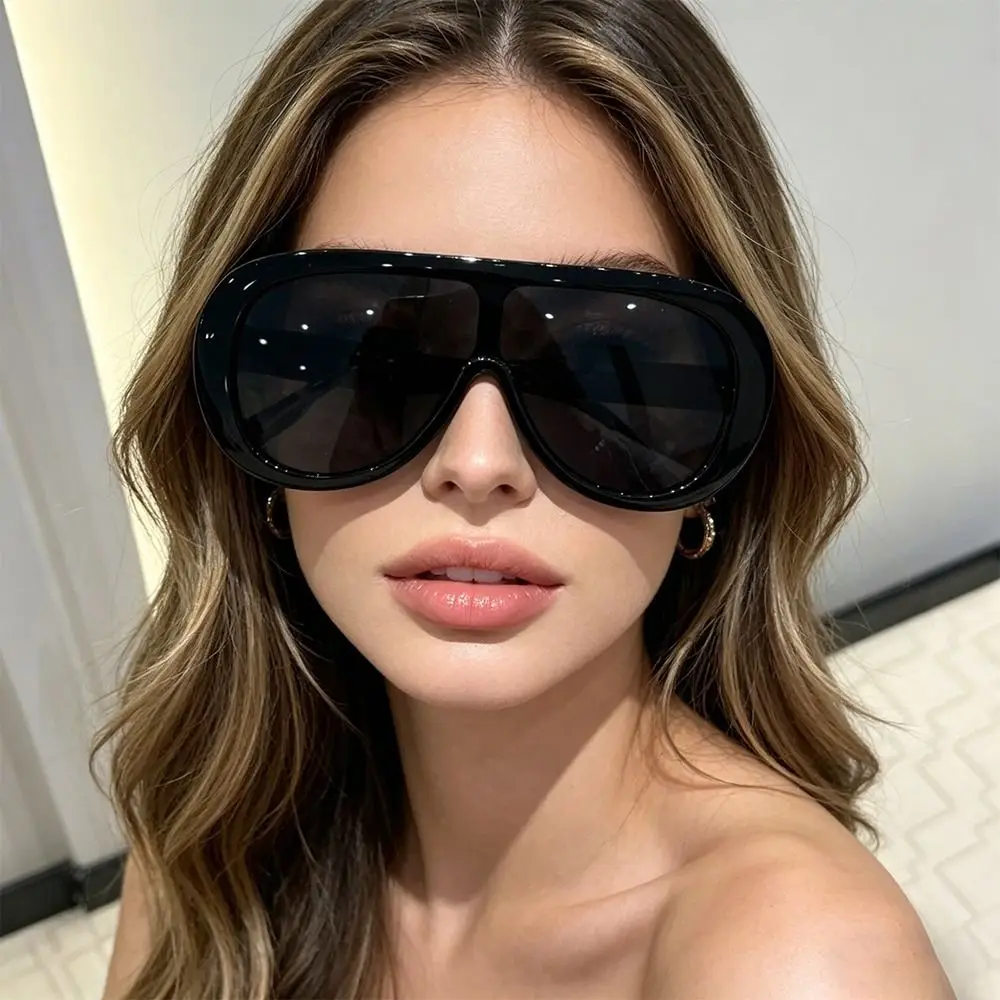 Retro Integrierte Übergroße Sonnenbrille mit Großem Rahmen, UV-Beständig, Modische Schutzbrille für Damen und Herren – Detail 3