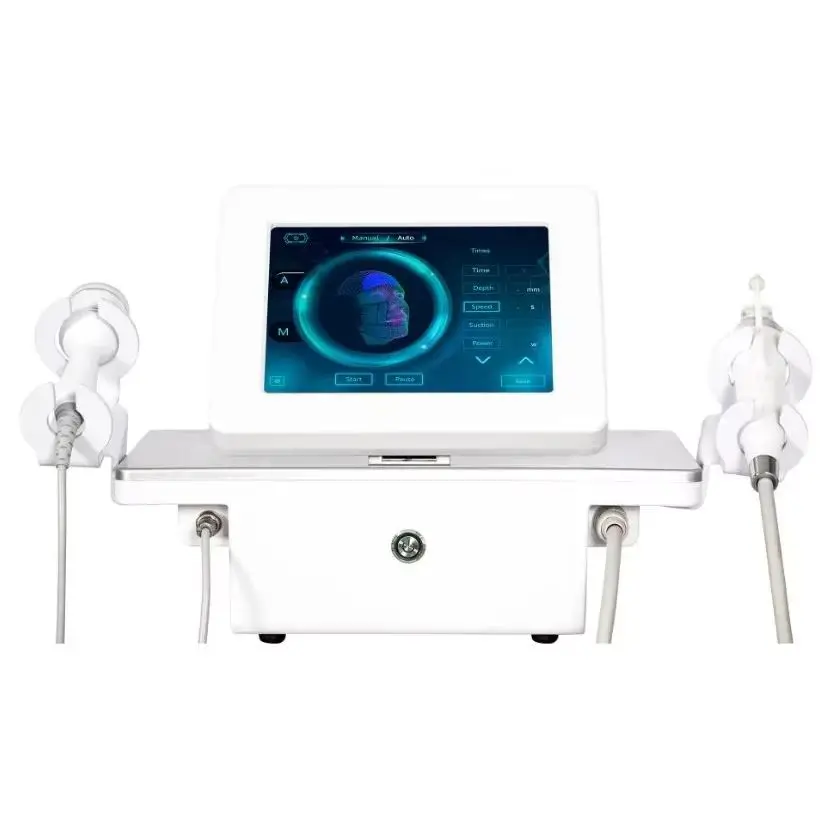 Goldenes fraktionales RF-Mikronadelgerät, 2-in-1 RF-Mikronadelung mit Eishammer-Kühlung, Anti-Aging, Falten, Poren, Akne, Salon