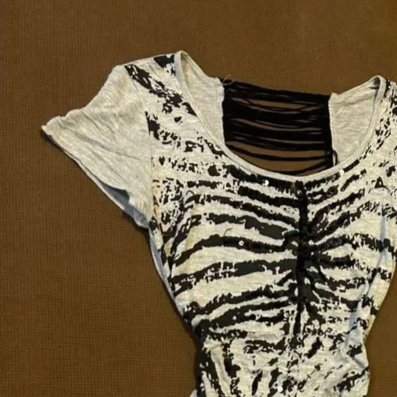 Robe t-shirt gothique à manches courtes pour femmes, vêtements de mode américaine Y2k, robes de sous-culture rétro, vêtements ajourés Sexy