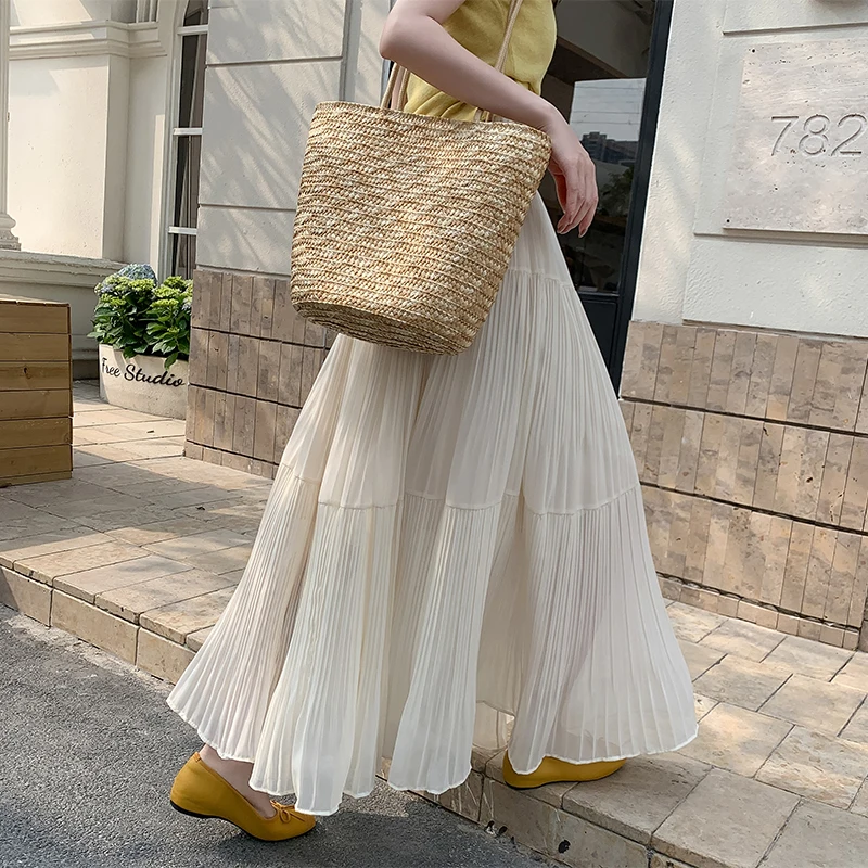 

Рекомендованная Эмили Клуд женская шифоновая плиссированная юбка А-силуэта, длинная миди-юбка с расклешенным подолом, драпированная, для весны и лета