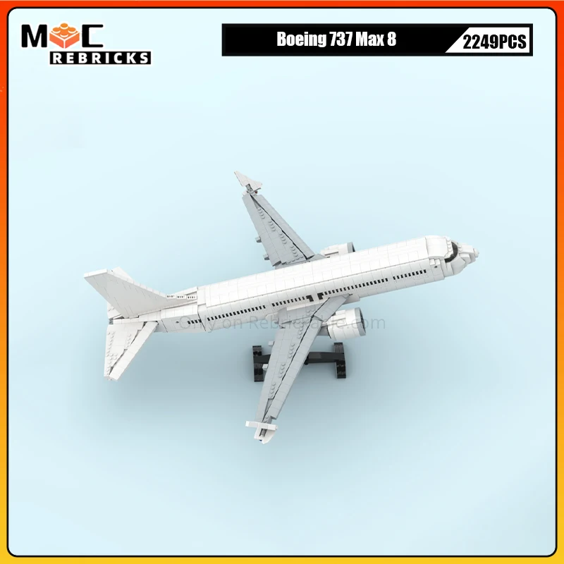 

2249 шт. креативные строительные блоки для самолетов MOC 737 Max 8 пассажирский самолет сборная модель DIY коллекция наборы кирпичей игрушки подарки