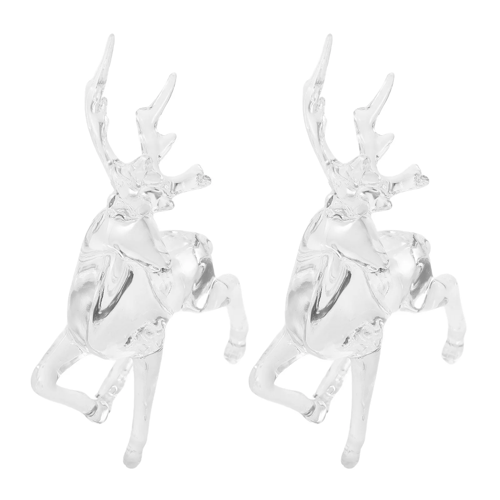 

2 Pcs Deer Home Decorations Cartoon Statue Decorative Animal Clear Reindeer Ornaments