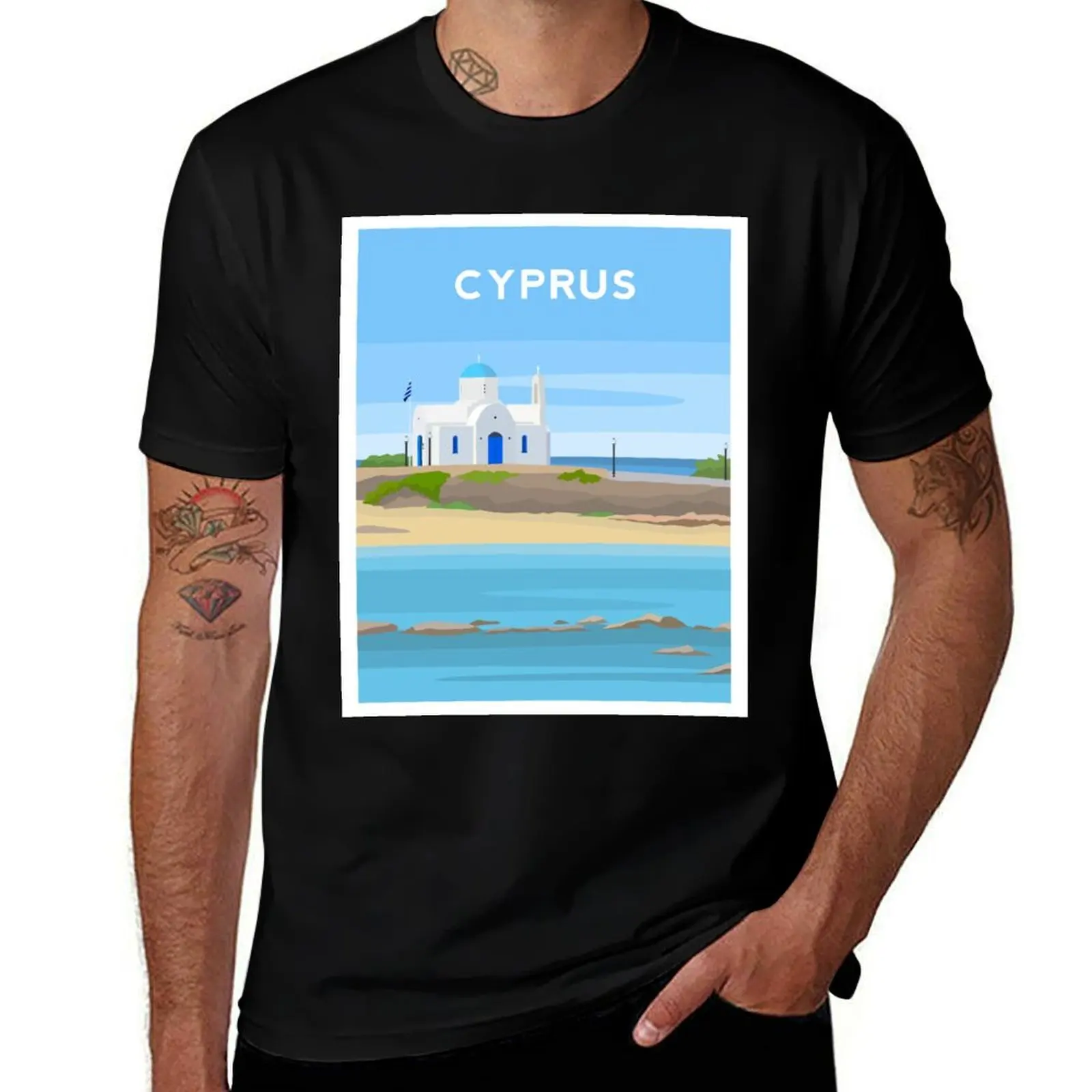 Protaras Beach, Cyprus - St Nicholas Church T-Shirt Basic Comfort Fit for Men T-Shirt