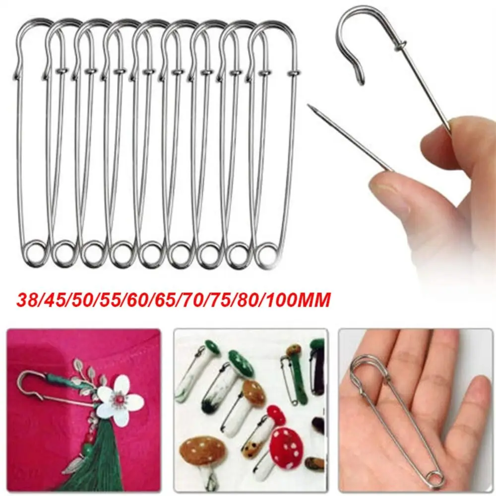 Stainless Steel Sewing Tools Jewelry Large Safety Pin Small Brooch Needles Safety Pins For 38/45/50/55/60/65/70/75/80/100mm