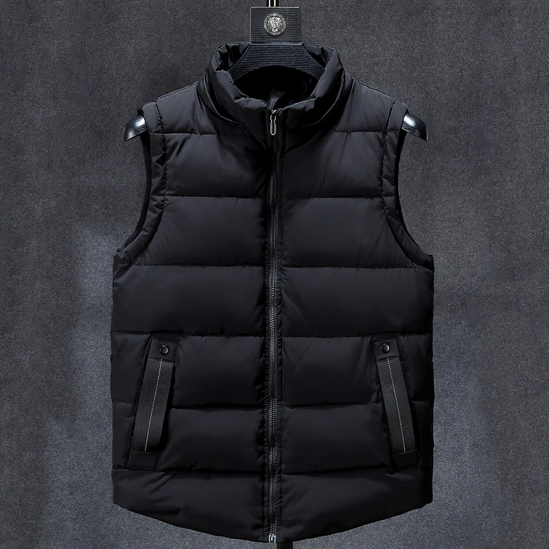 Plus Size L-7XL Brand Men Vest Hooded 2023 New Autumn Winter Sleeveless Jackets For Men Casual Warm Cotton Waistcoat Black Gray