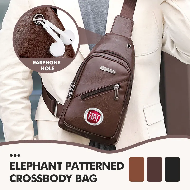 Bolsa de pecho para hombre con emblemas de coches, bolso de mano, riñonera, bandolera, cable para auriculares para Fiat Panda Freemont Linea Strada Ducato Egea