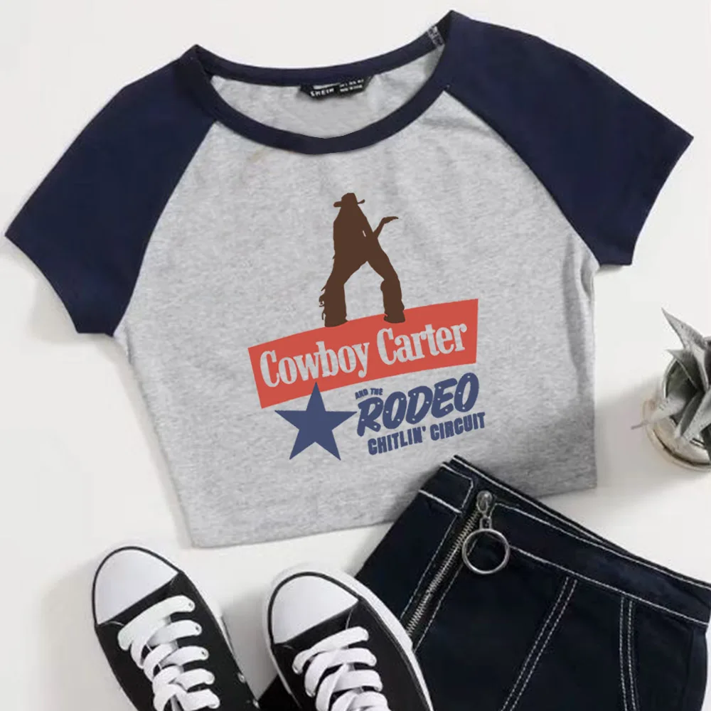 Beyoncé Crop Tops T-shirt Cowboy Carter Album Beyoncé Fan Gift Women Girls Short Crop Tops