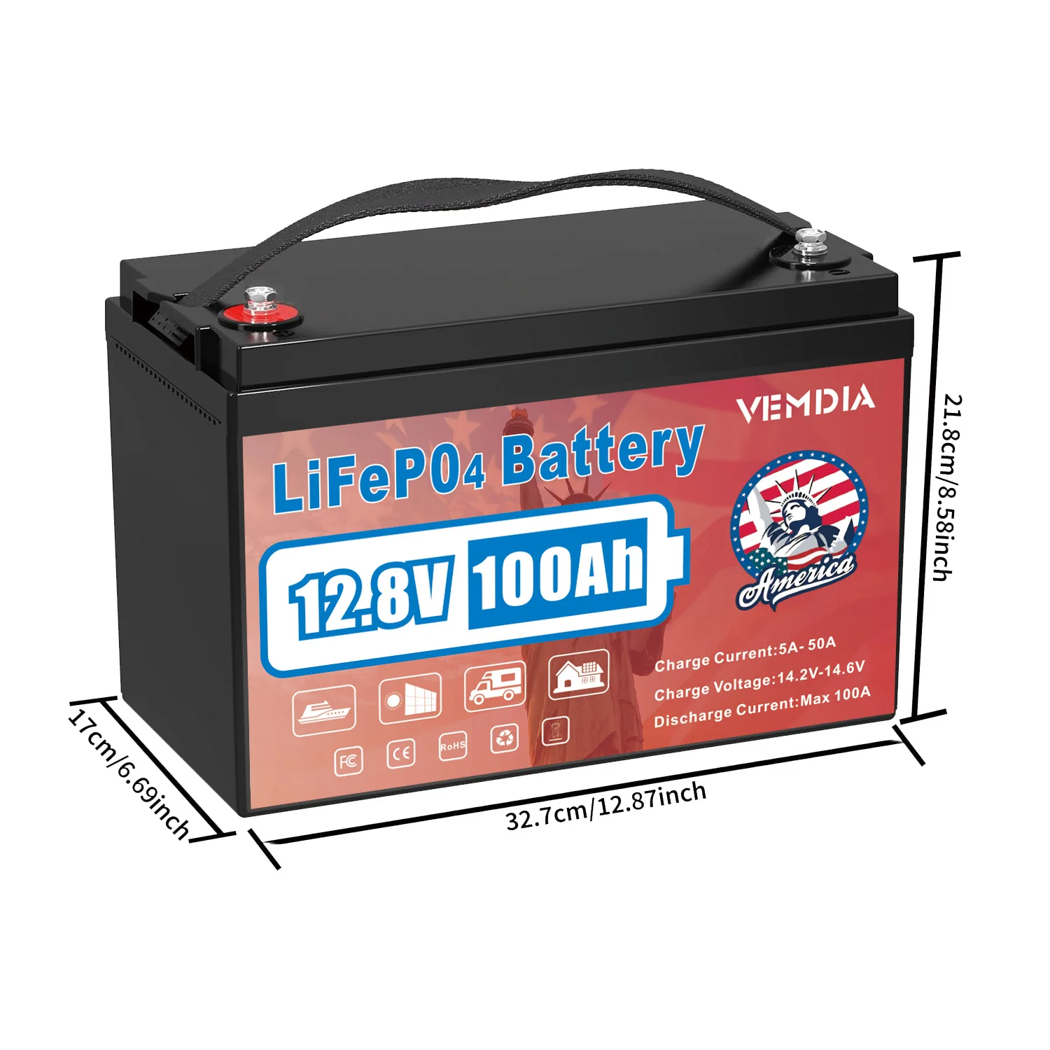 VEMDIA Power Up Every Adventure with 12V 100AH Lithium Iron Phosphate Battery 8000+ Cycles Guaranteed