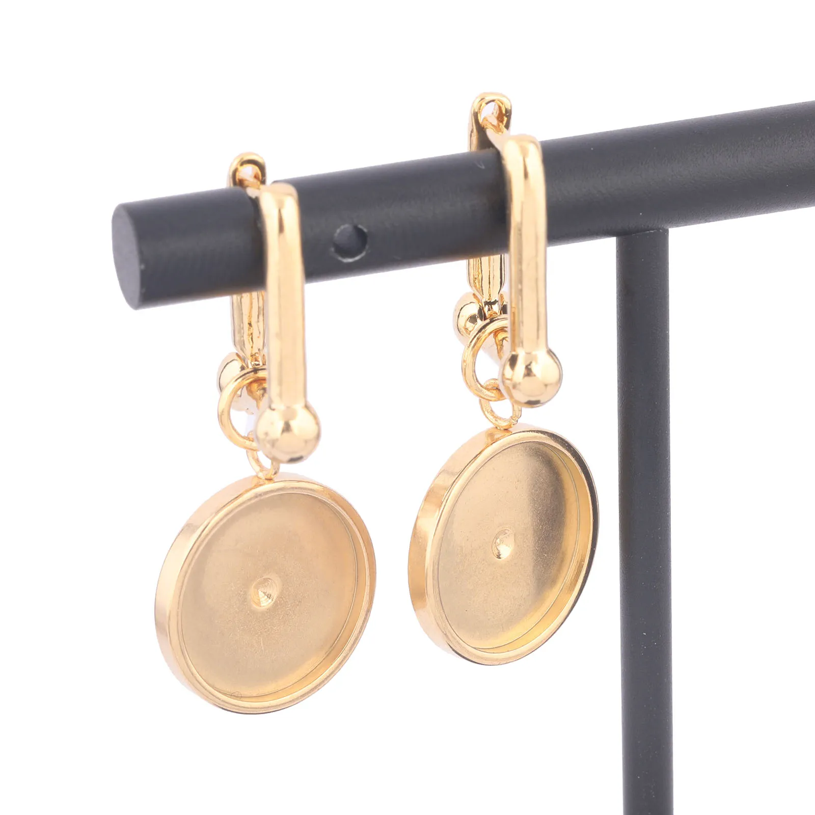 6 قطعة الفولاذ المقاوم للصدأ 12 مللي متر كابوشون القرط قاعدة إعداد الفراغات Diy بها بنفسك مطلية بالذهب النحاس Leverback أقراط المشبك السنانير النتائج #2