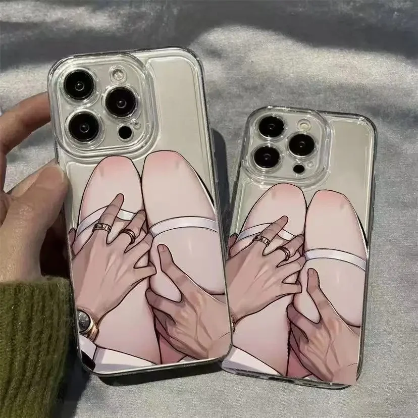 

Japan Anime Cute Sexy White Silk Legs Transparent Phone Case for iphone 17 16 15 14 13 12 11 Pro Max Plus Fall Protection Cover