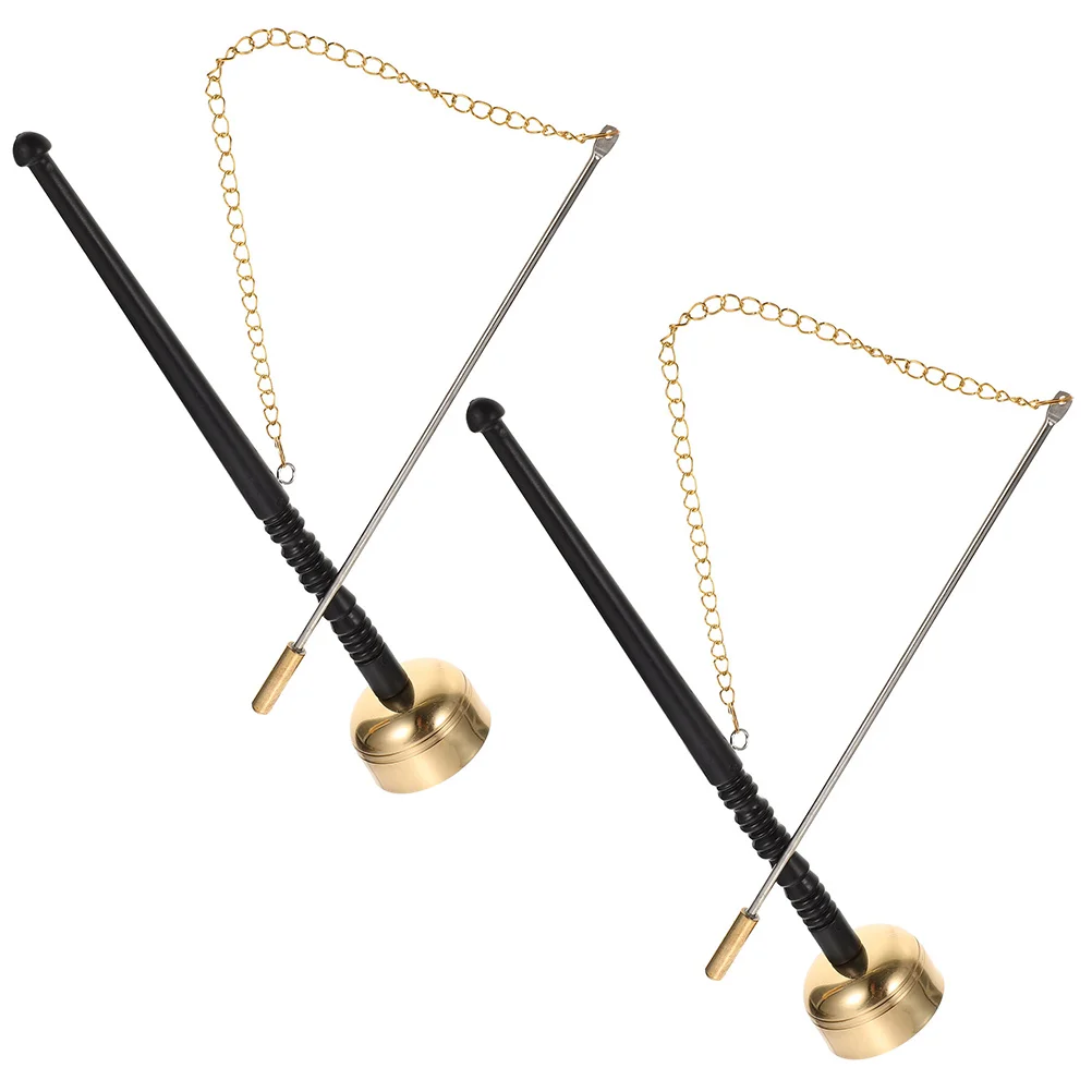 

2pcs Brass Yin Qing Handbell Long Handle Temple Chime Durable Metal Musical Instrument For Meditation Prayer Rituals