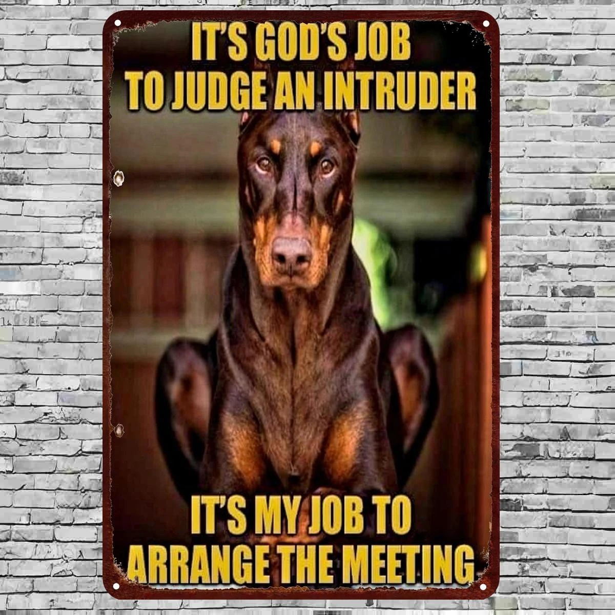 1pc Doberman Metal Wall Art Sign with 