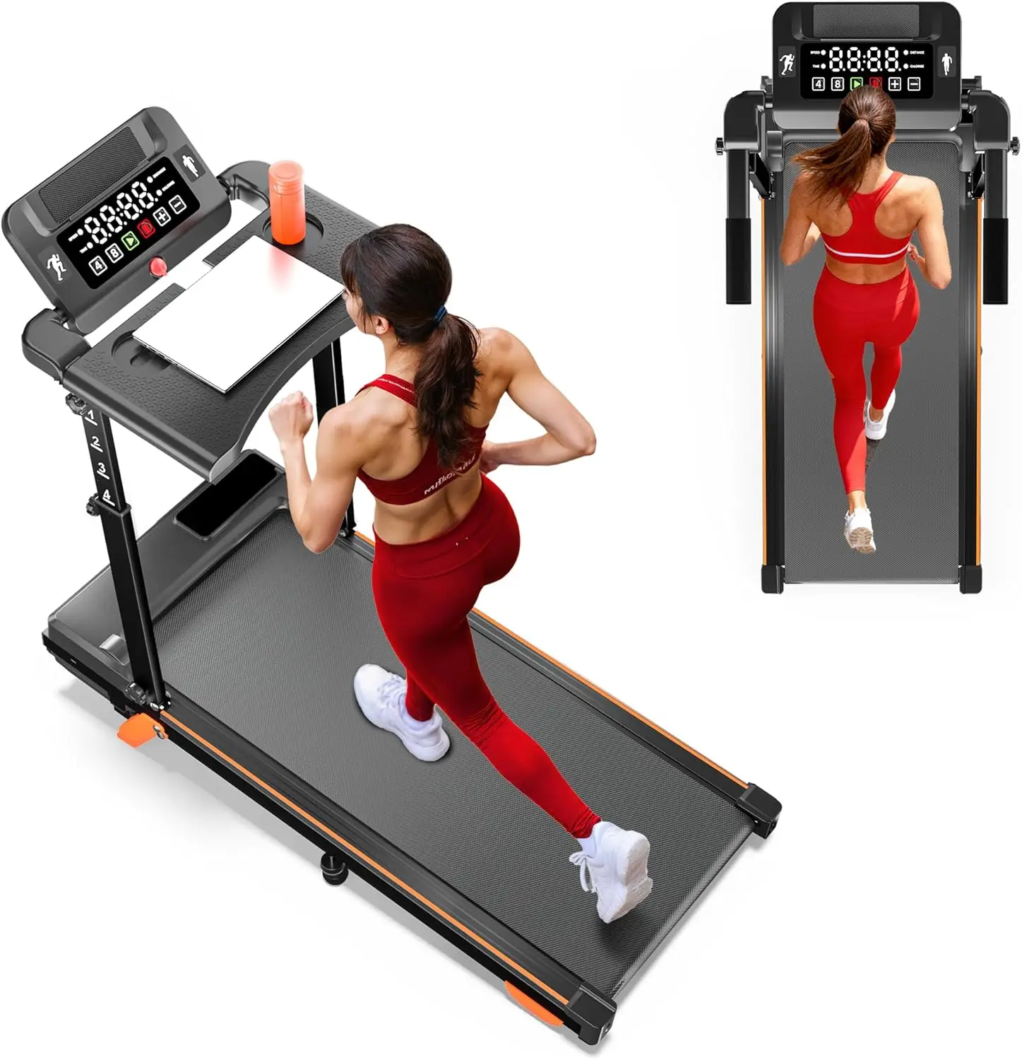 Incline Treadmill with Desk Workstation, 12% Slope for Home Office, 350lbs Max Load, 3.5HP Motor