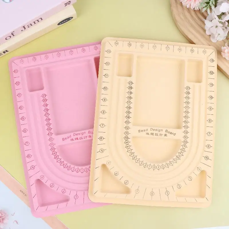 U Shape Bead Design Board With Scale Anti Slip DIY Beading Layout Tray Jewelry Making Plate For Bracelet Necklace Crafts