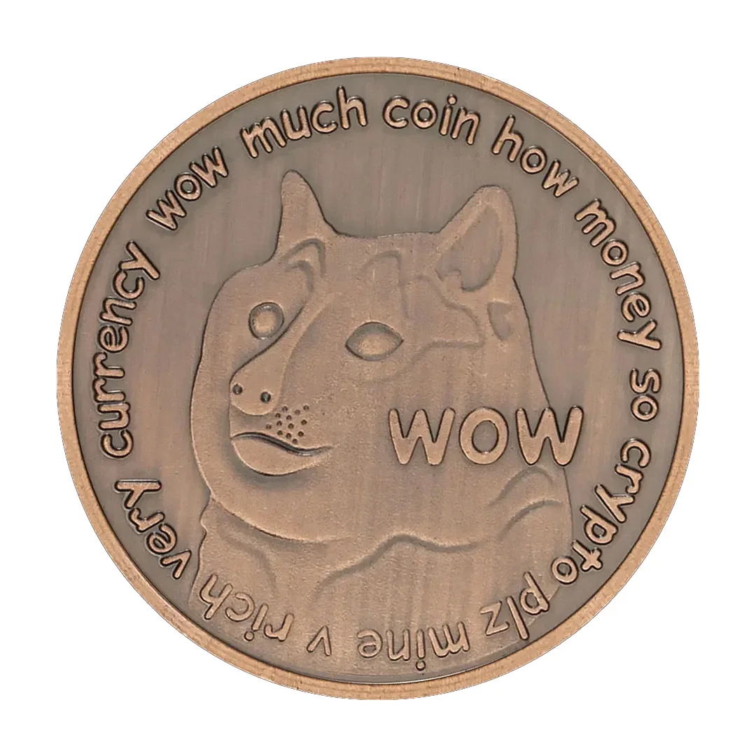 عملة تذكارية من Crypto Dogecoin مطلية بالنحاس، نمط Doge WOW قابل للجمع، مجموعة هدايا العملات المعدنية #1