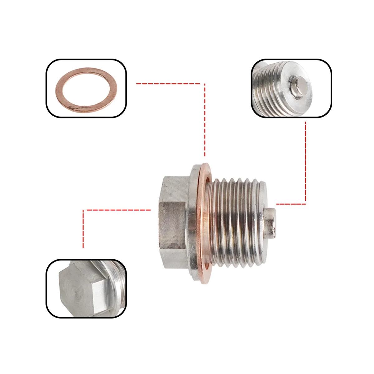 6PCS M12X1.25,M14X1.5,M16X1.5,M18X1.5 Oil Pan Screw, Stainless Steel Gearbox Suction Iron O