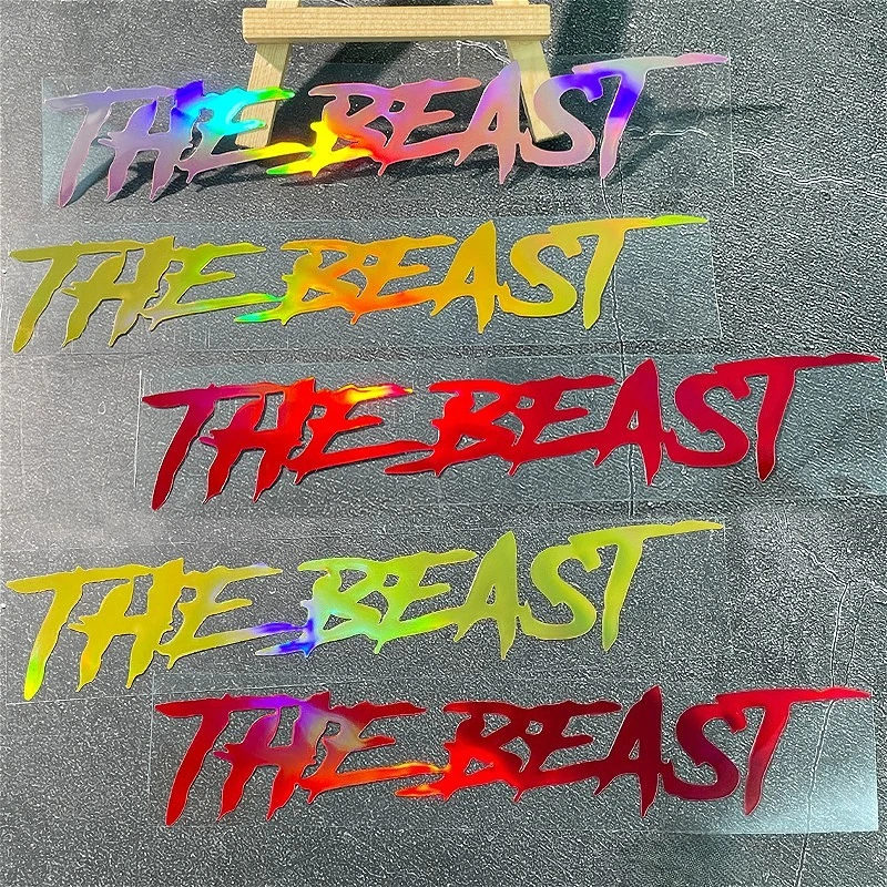 

1PC Laser THE BEAST Motorcycle Stickers Waterproof for Fuel Tank Racing Helmet Scooter Body Car Window Universal Vinyl Decals