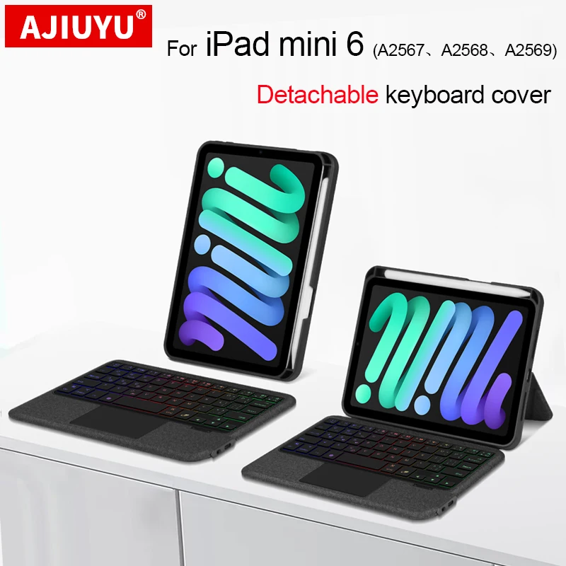 

Keyboard Case Korean German Hebrew Portuguese For iPad Mini 6 6th Generation 8.3" 2021 mini6 Tablet Backlight Separable Cover